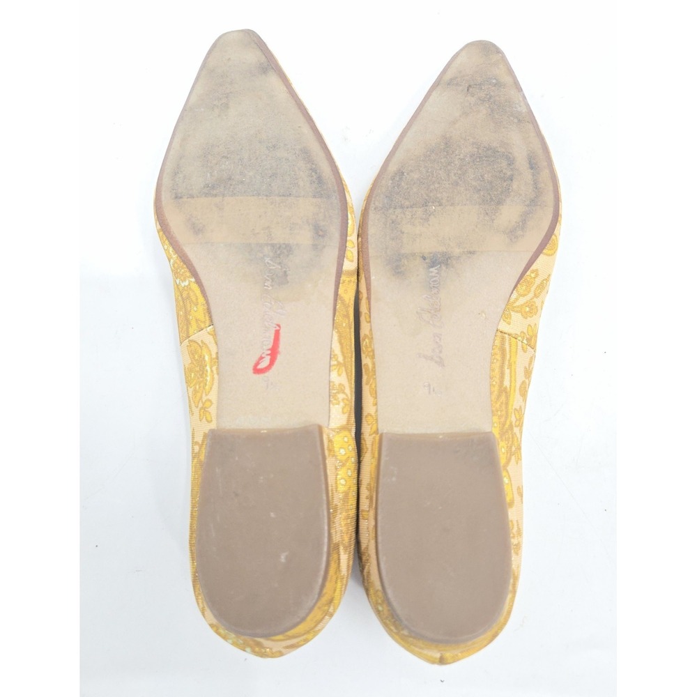 Sam Edelman Janina Flats Size 9.5 Turmeric Gold Floral Brocade Buckle Ballet - Picture 9 of 13